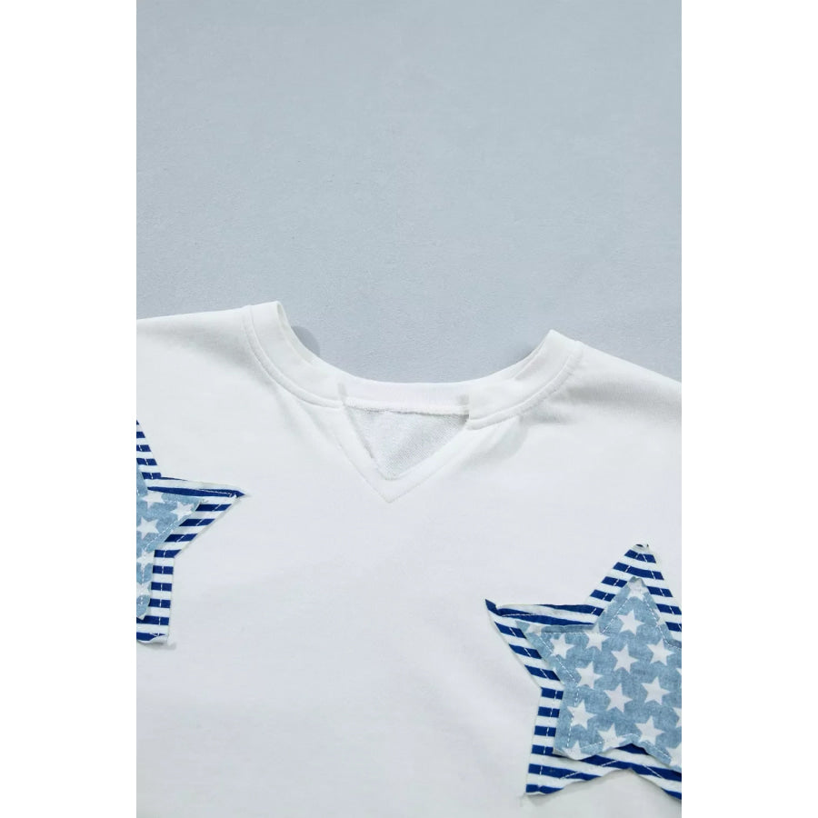 Patriot Star Patched Notched Neck Mineral Washed Tee Apparel and Accessories