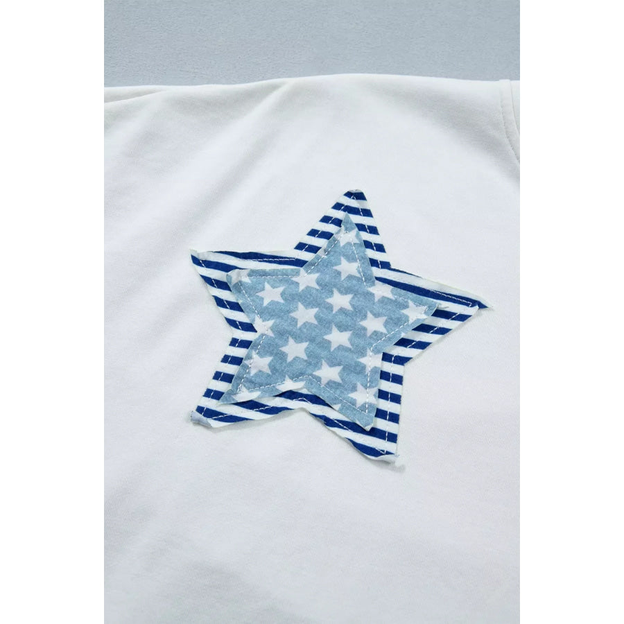 Patriot Star Patched Notched Neck Mineral Washed Tee Apparel and Accessories