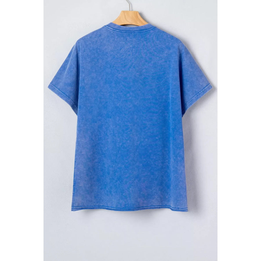 Patriot Star Patched Notched Neck Mineral Washed Tee Apparel and Accessories
