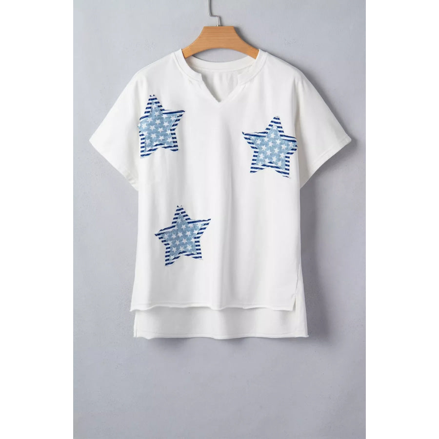 Patriot Star Patched Notched Neck Mineral Washed Tee Apparel and Accessories