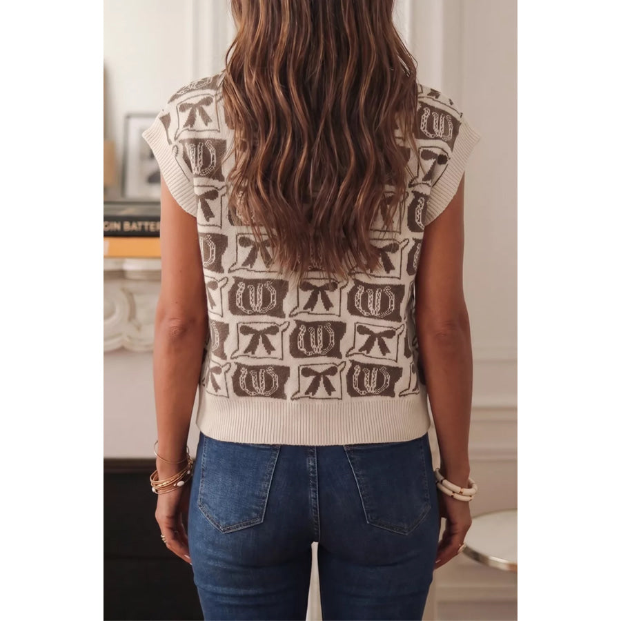 Patterned Button-Up Sweater Vest Apparel and Accessories