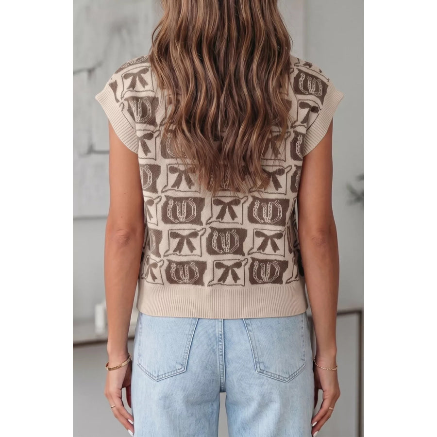 Patterned Button-Up Sweater Vest Apparel and Accessories