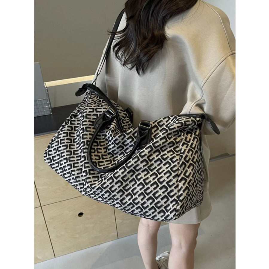 Patterned Large Capacity Travel Bag Black / One Size Apparel and Accessories