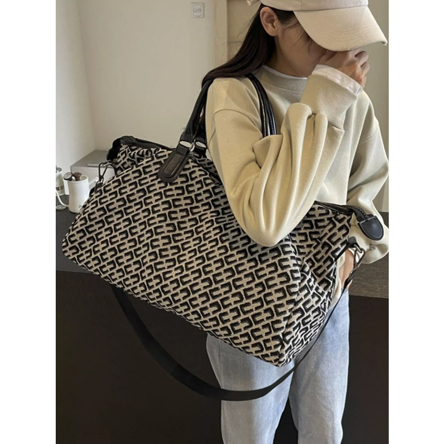 Patterned Large Capacity Travel Bag Black / One Size Apparel and Accessories