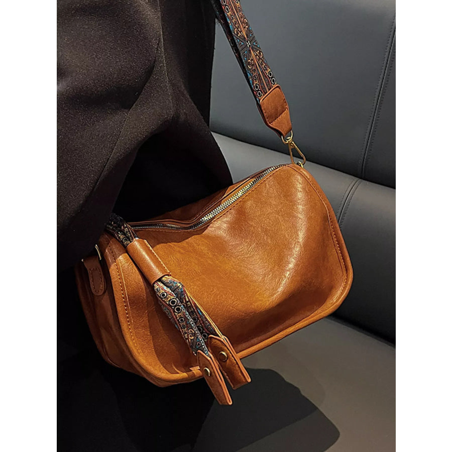 Patterned Strap Crossbody Bag Brown / One Size Apparel and Accessories