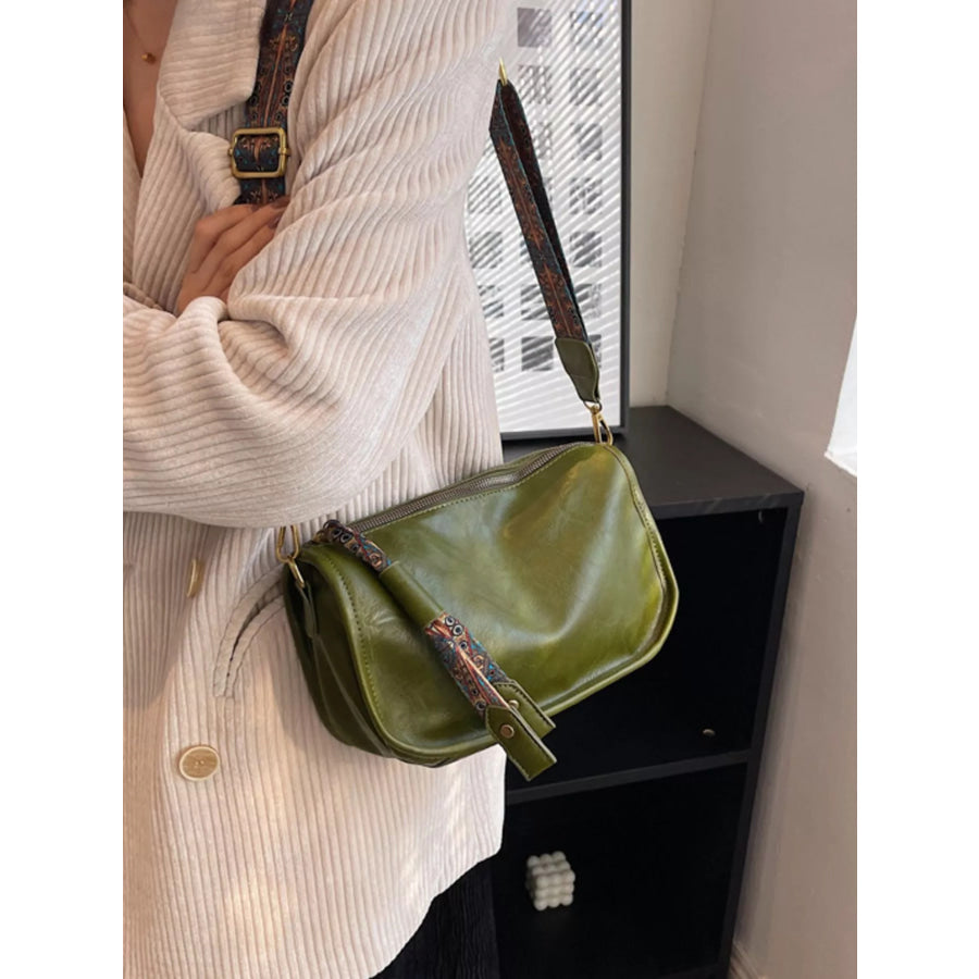 Patterned Strap Crossbody Bag Green / One Size Apparel and Accessories