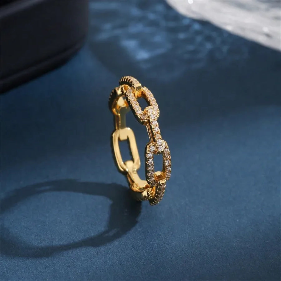 Pavé Chain Link Ring (Pre-Order) Gold / 6 Rings