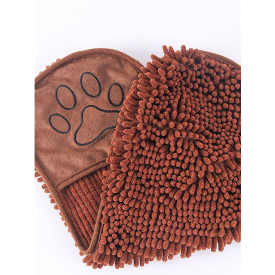 Paw Print Pet Towel Brown / ONESIZE Apparel and Accessories