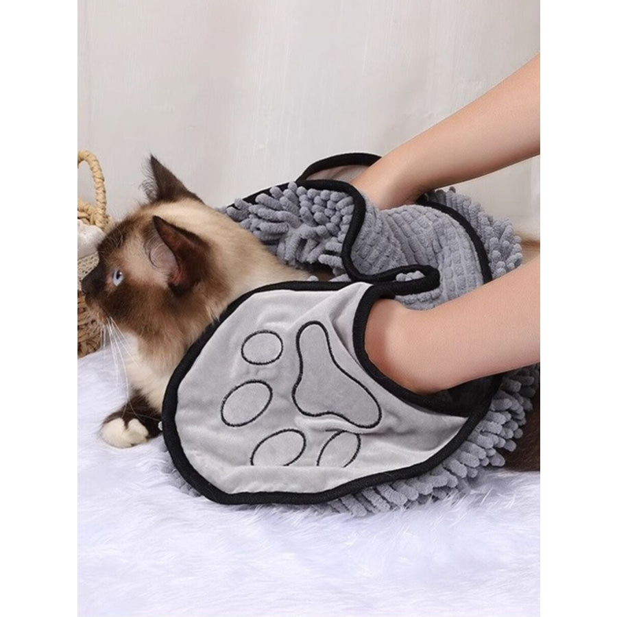 Paw Print Pet Towel Gray / ONESIZE Apparel and Accessories