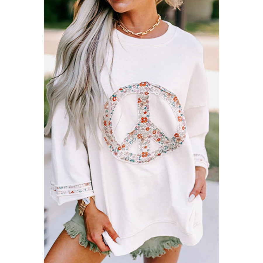 Peace Patch Round Neck Long Sleeve Top Apparel and Accessories