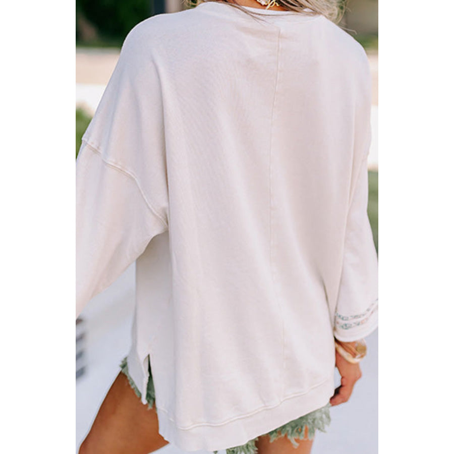 Peace Patch Round Neck Long Sleeve Top Apparel and Accessories