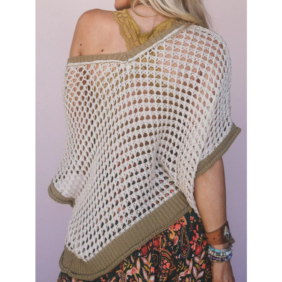 Peace Sign Crochet Knit Cover Up Apparel and Accessories