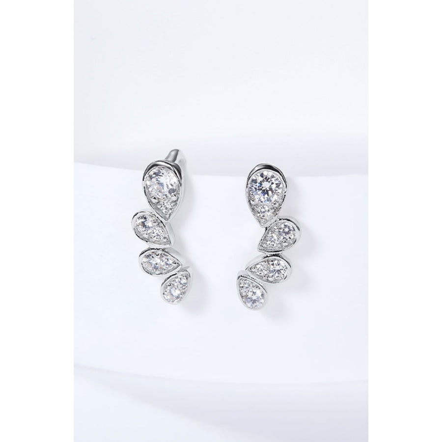 Pear Shape Moissanite Earrings Silver / One Size