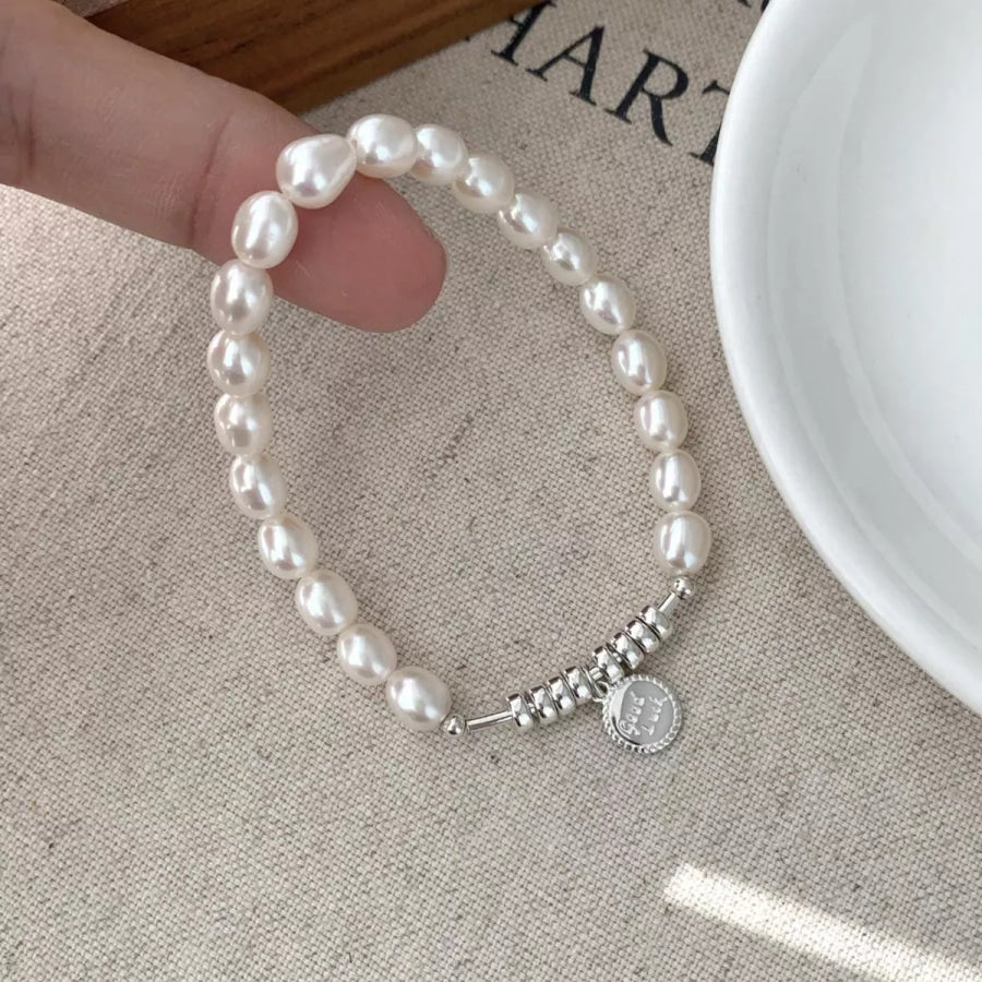 Pearl 925 Sterling Silver Bracelet Silver / One Size Apparel and Accessories