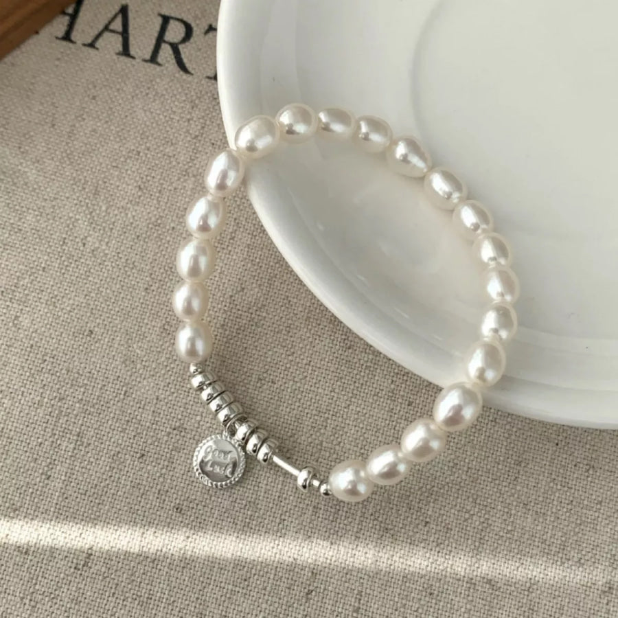 Pearl 925 Sterling Silver Bracelet Silver / One Size Apparel and Accessories