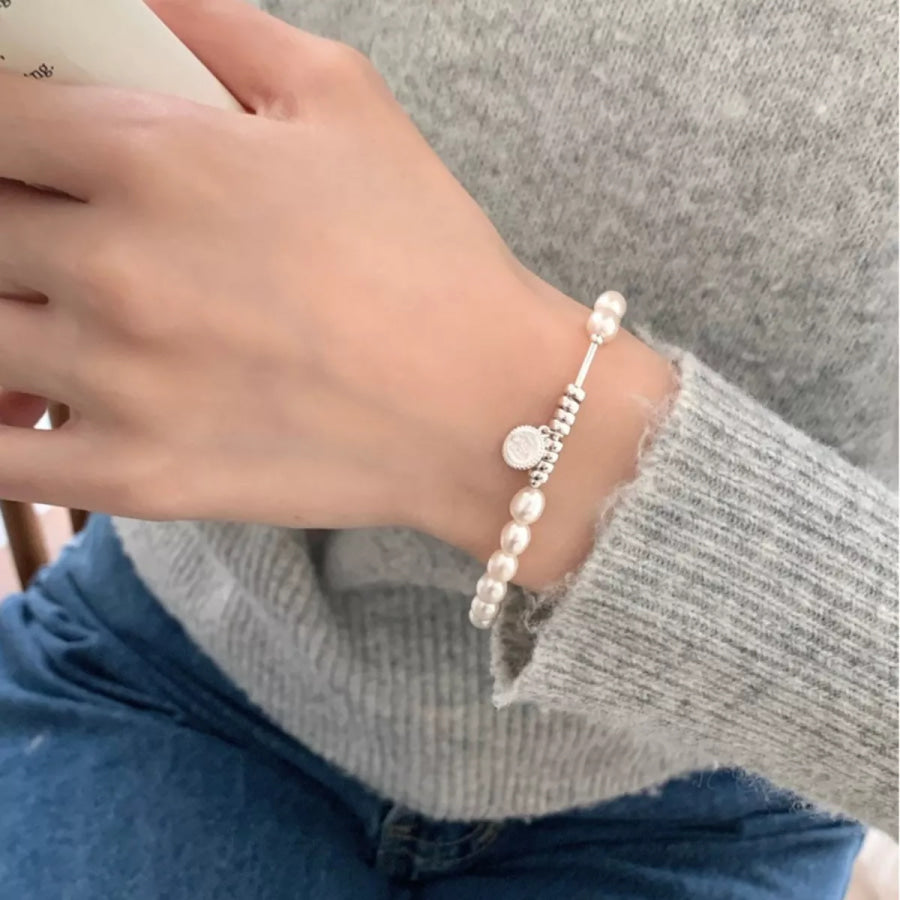 Pearl 925 Sterling Silver Bracelet Silver / One Size Apparel and Accessories