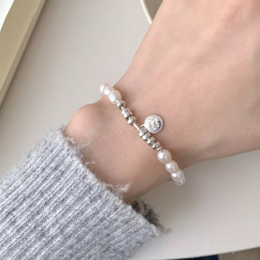 Pearl 925 Sterling Silver Bracelet Silver / One Size Apparel and Accessories