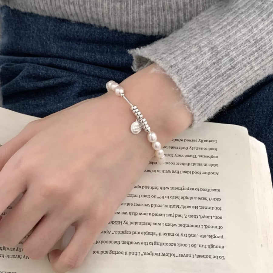 Pearl 925 Sterling Silver Bracelet Silver / One Size Apparel and Accessories