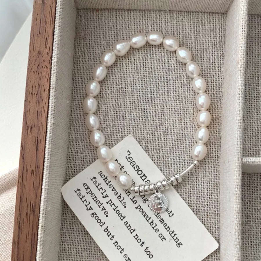 Pearl 925 Sterling Silver Bracelet Silver / One Size Apparel and Accessories