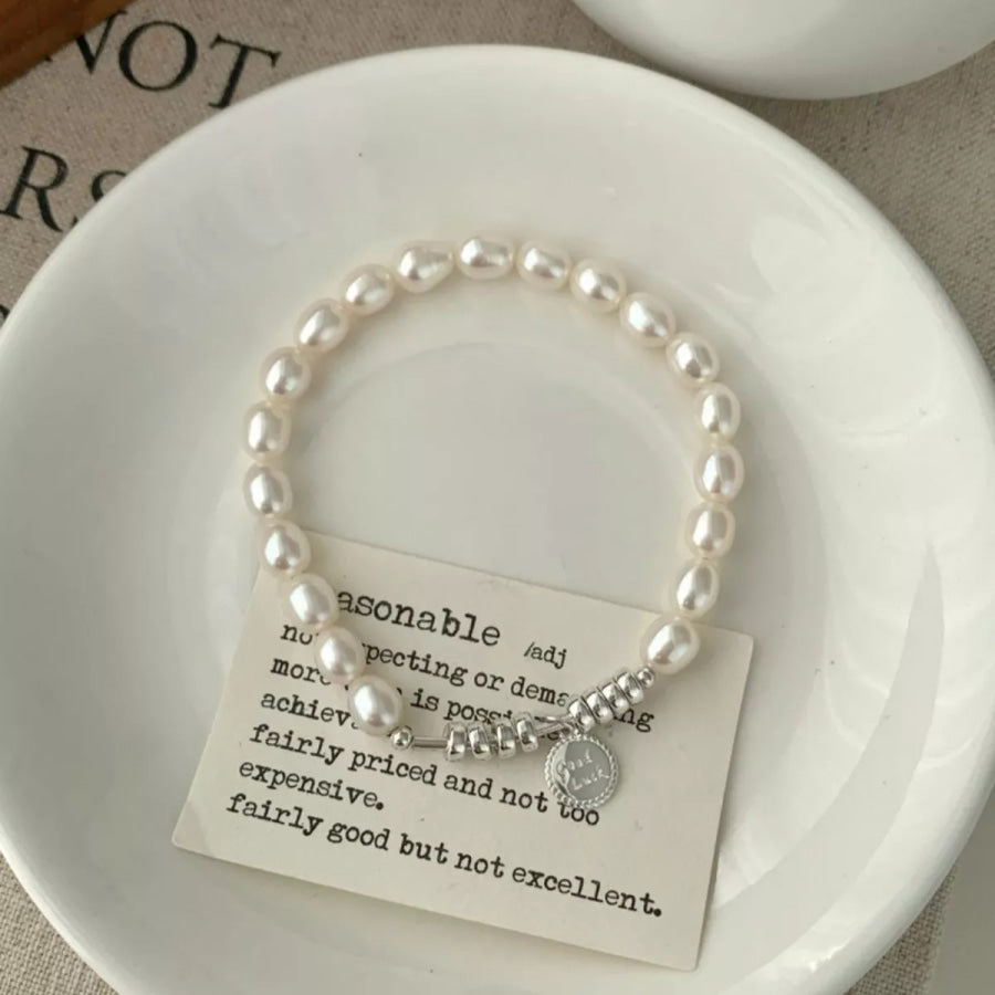 Pearl 925 Sterling Silver Bracelet Silver / One Size Apparel and Accessories