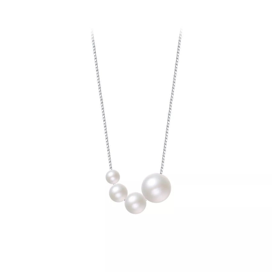 Pearl 925 Sterling Silver Necklace Silver / One Size Apparel and Accessories
