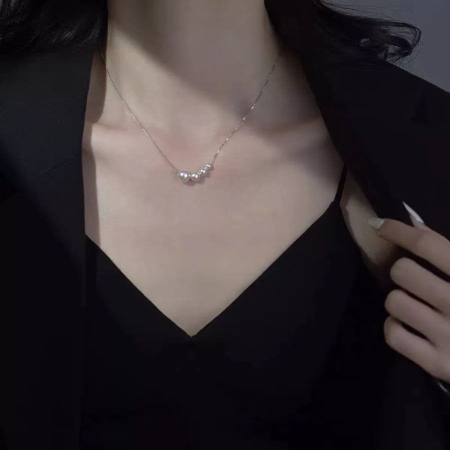 Pearl 925 Sterling Silver Necklace Silver / One Size Apparel and Accessories