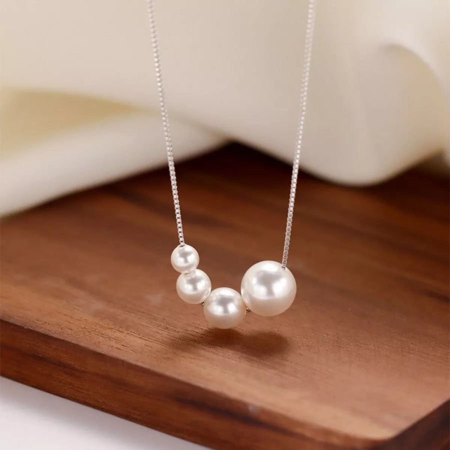 Pearl 925 Sterling Silver Necklace Silver / One Size Apparel and Accessories