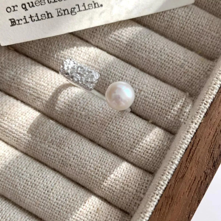 Pearl 925 Sterling Silver Open Ring Silver / One Size Apparel and Accessories