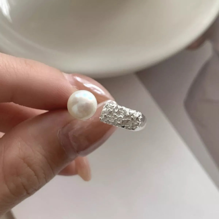 Pearl 925 Sterling Silver Open Ring Silver / One Size Apparel and Accessories