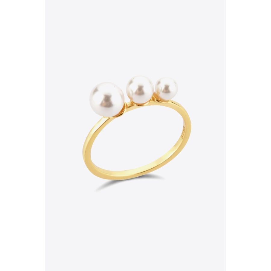 Pearl 925 Sterling Silver Ring Gold / 6