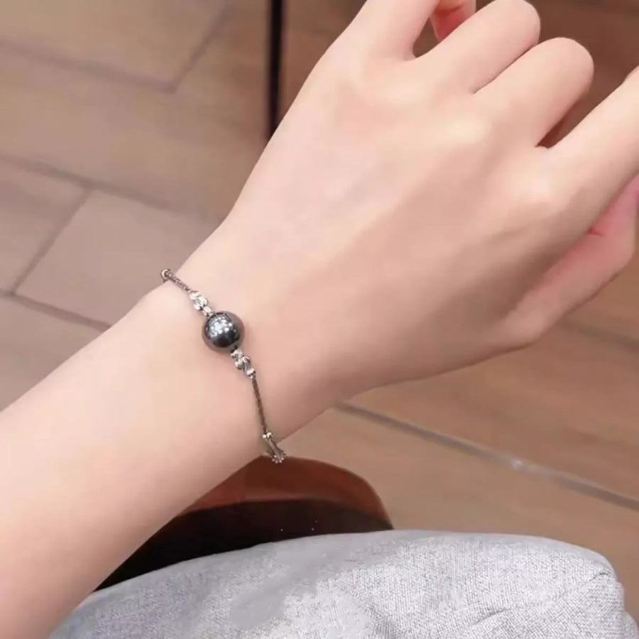 Pearl Accent Chain Bracelet Dark Gray / One Size Apparel and Accessories