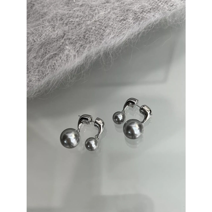 Pearl Alloy Drop Earrings Silver / One Size Apparel and Accessories