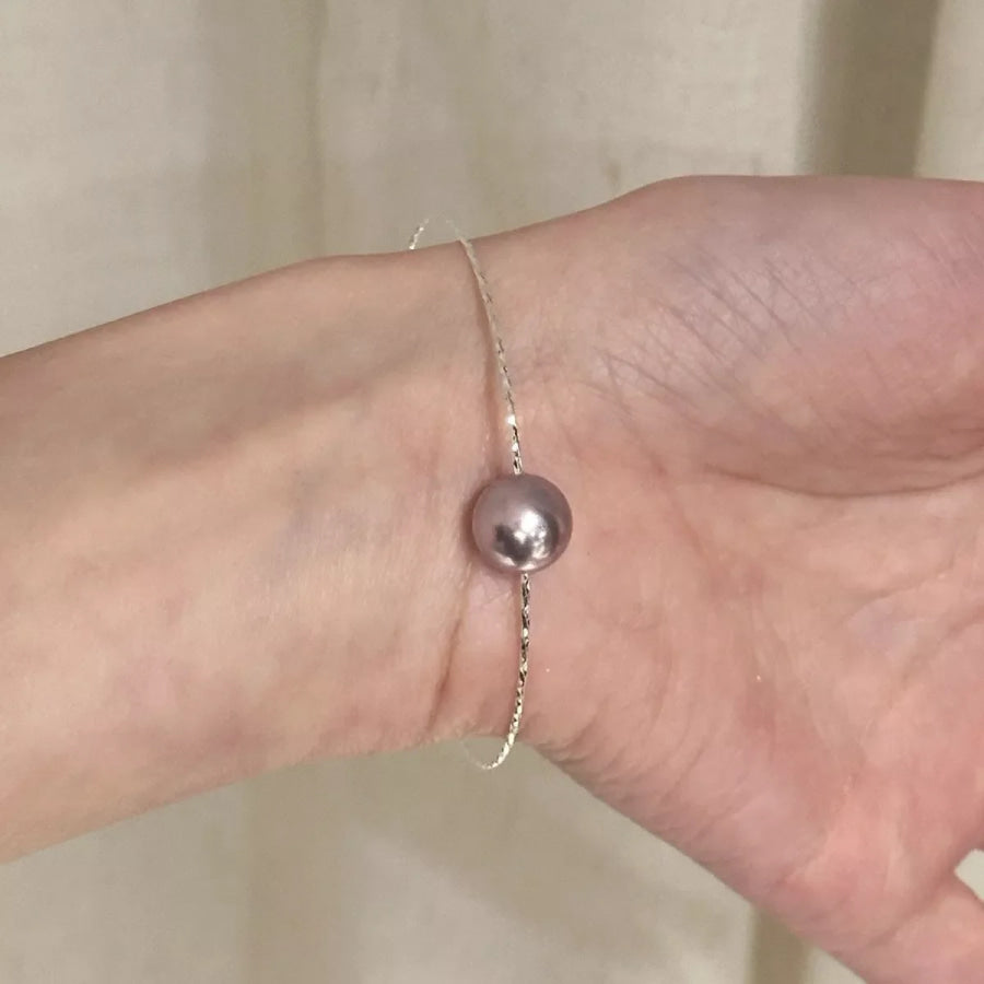 Pearl Bangle Bracelet Silver / One Size Apparel and Accessories