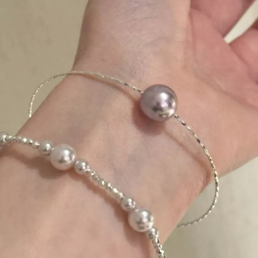 Pearl Bangle Bracelet Silver / One Size Apparel and Accessories