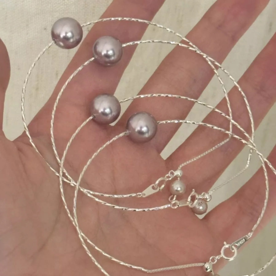 Pearl Bangle Bracelet Silver / One Size Apparel and Accessories