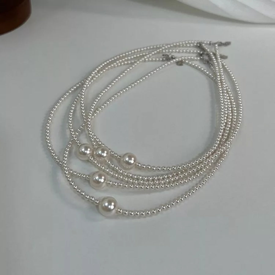 Pearl Bead Choker Necklace White / One Size Apparel and Accessories