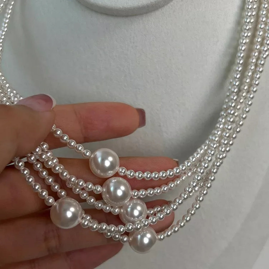 Pearl Bead Choker Necklace White / One Size Apparel and Accessories