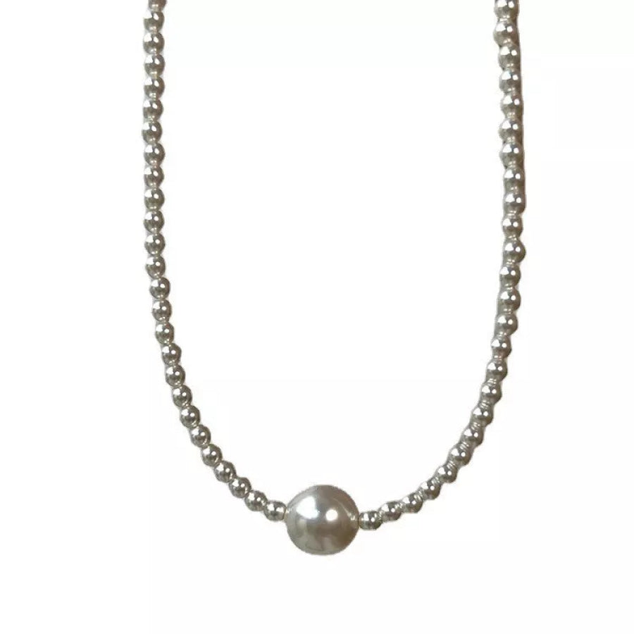 Pearl Bead Choker Necklace White / One Size Apparel and Accessories