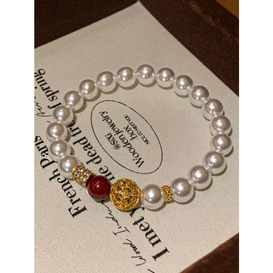 Pearl Beaded Bracelet White / One Size Apparel and Accessories