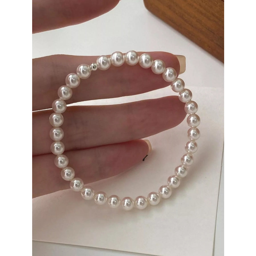 Pearl Beaded Bracelet White / One Size Apparel and Accessories