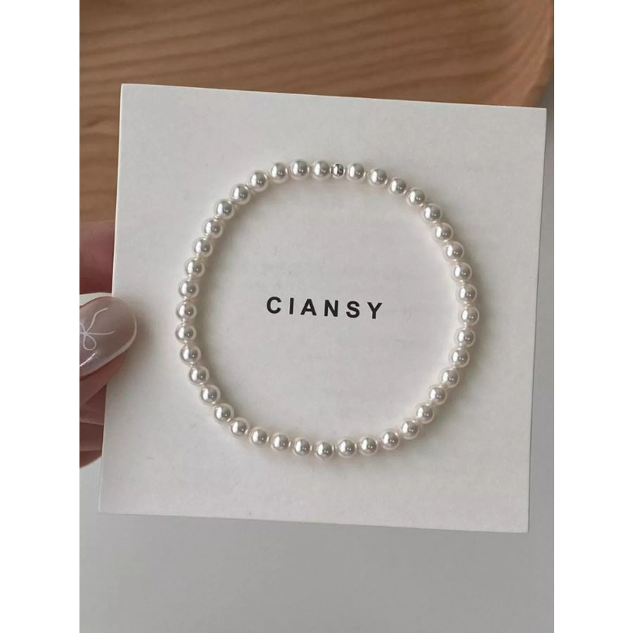 Pearl Beaded Bracelet White / One Size Apparel and Accessories