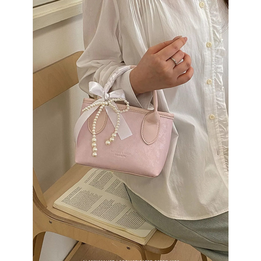 Pearl Bow Charm Crossbody Bag Blush Pink / onesize Apparel and Accessories