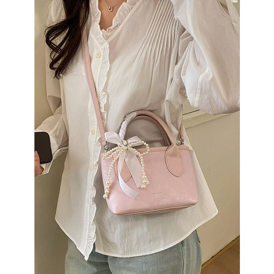 Pearl Bow Charm Crossbody Bag Blush Pink / onesize Apparel and Accessories