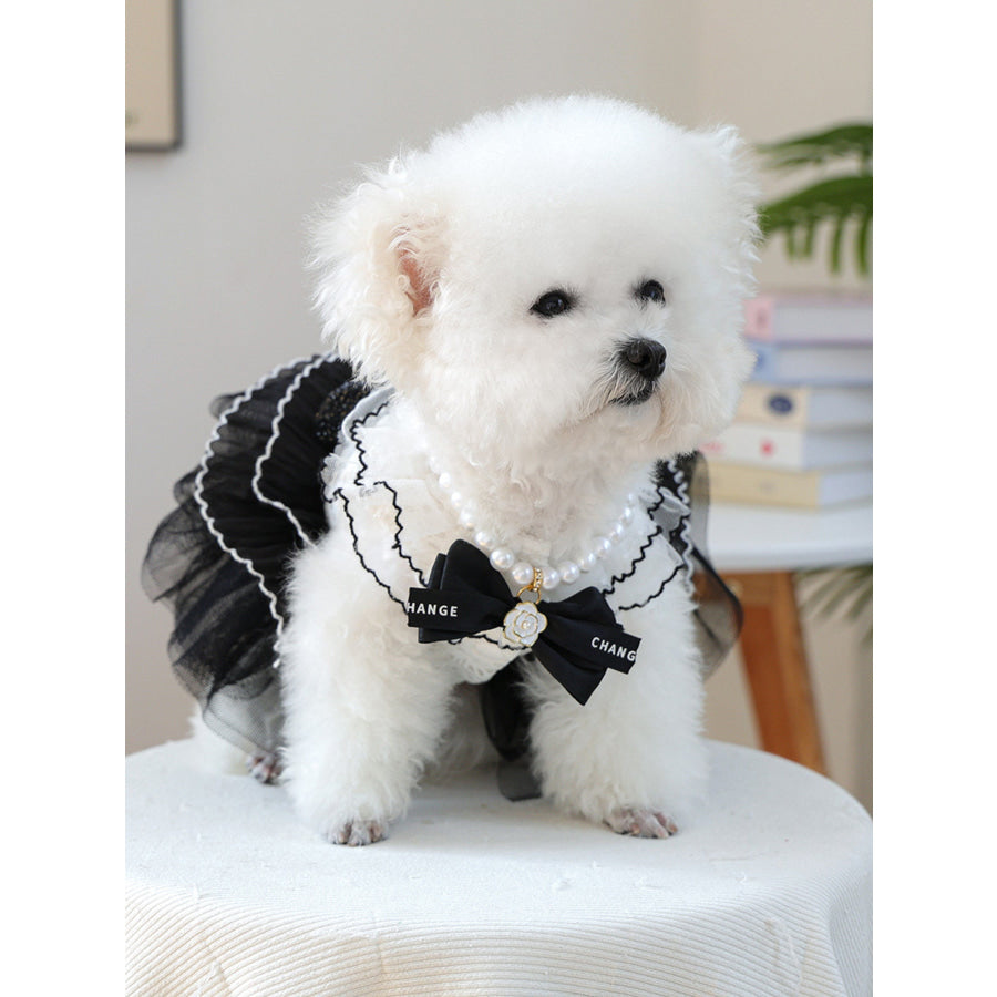 Pearl Bowknot Pet Necklace Apparel and Accessories