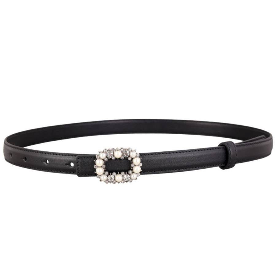 Pearl Buckle Leather Belt Apparel and Accessories