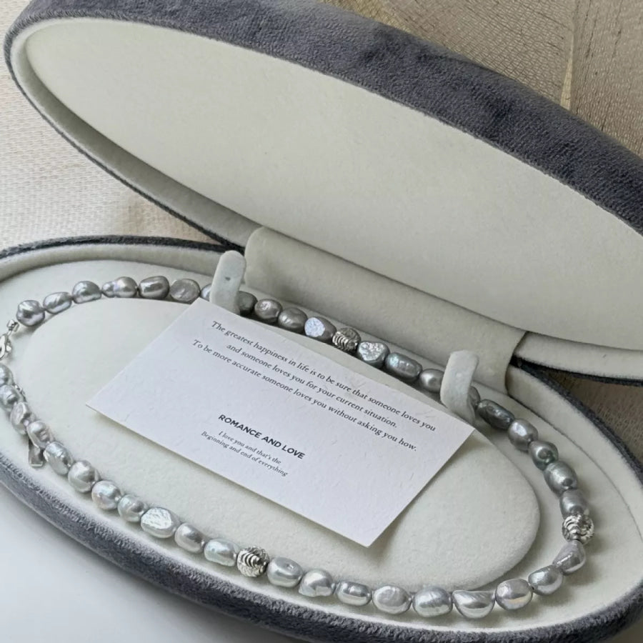 Pearl Choker Necklace Light Gray / One Size Apparel and Accessories