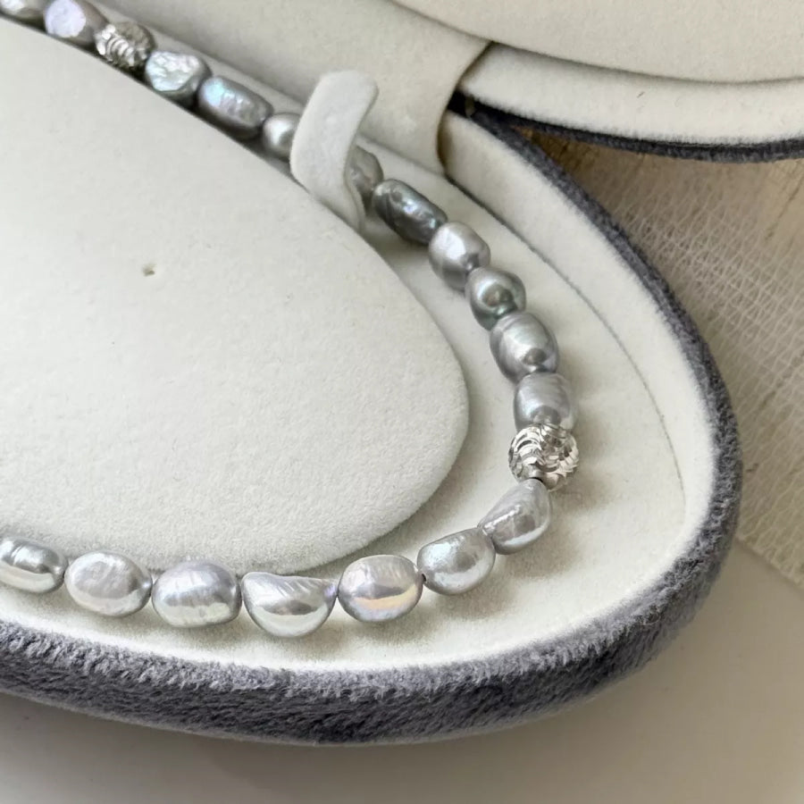 Pearl Choker Necklace Light Gray / One Size Apparel and Accessories