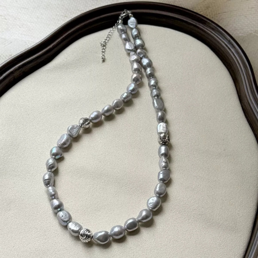 Pearl Choker Necklace Light Gray / One Size Apparel and Accessories