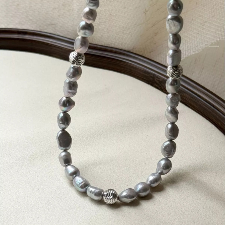 Pearl Choker Necklace Light Gray / One Size Apparel and Accessories