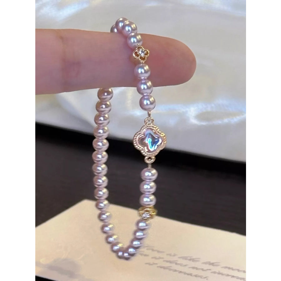 Pearl Clover Charm Bracelet Gold / One Size Apparel and Accessories